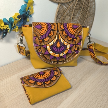 sac inès wax maya orange violet fond jaune