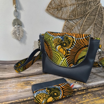 sac inès wax orange jaune fond bleu