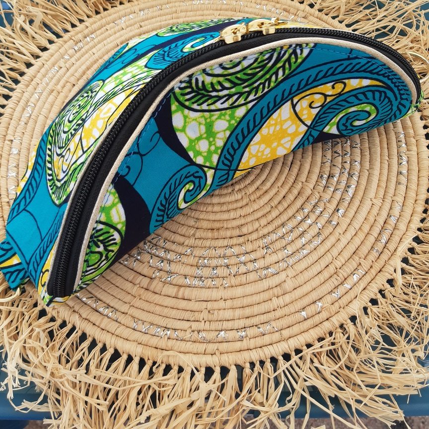 sac banane turquoise jaune wax