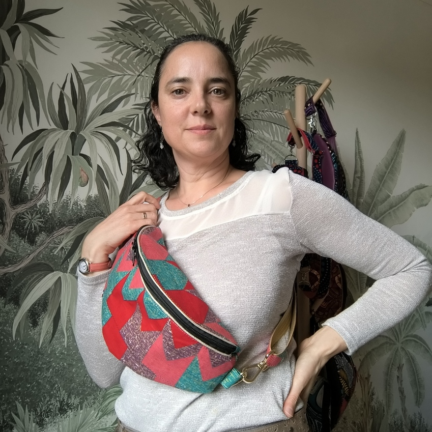 Sac banane wax rouge turquoise violet or 1