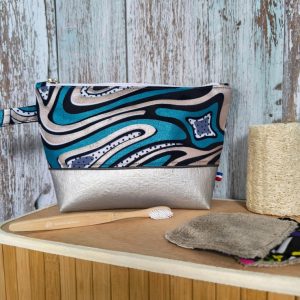 trousse toilette wax turquoise argent