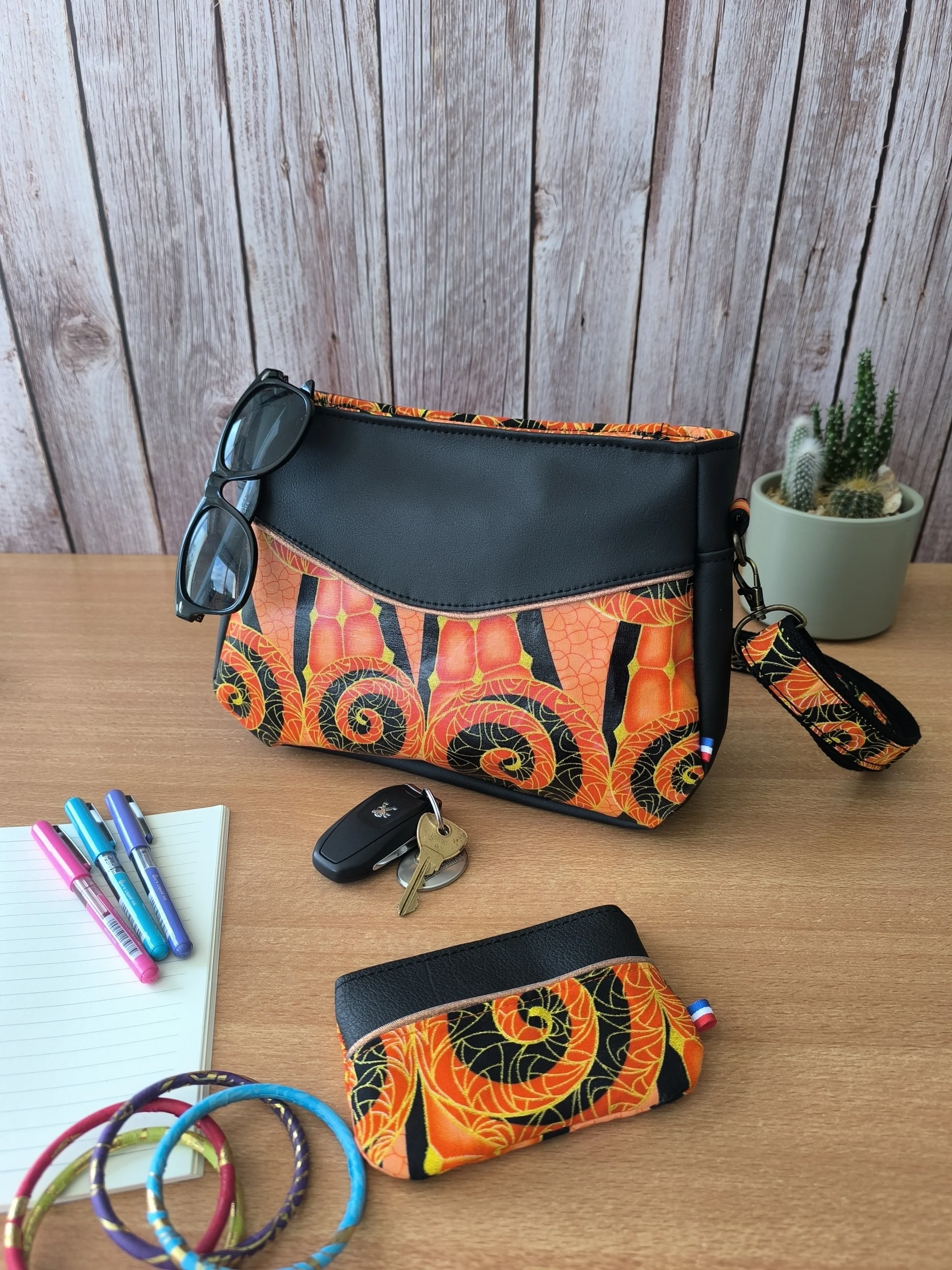 Sac wax orange pailleté